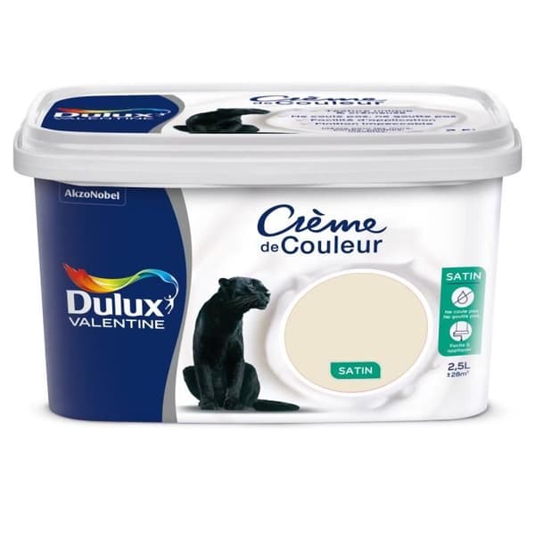 Målarfärg Krämfärg Zefir i Elfenben 2,5 L - DULUX VALENTINE - Satin - Enstegs - Universell