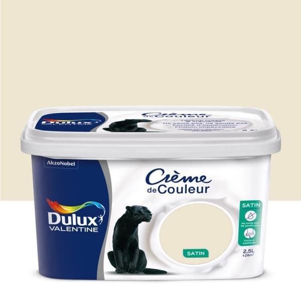 Målarfärg Krämfärg Zefir i Elfenben 2,5 L - DULUX VALENTINE - Satin - Enstegs - Universell