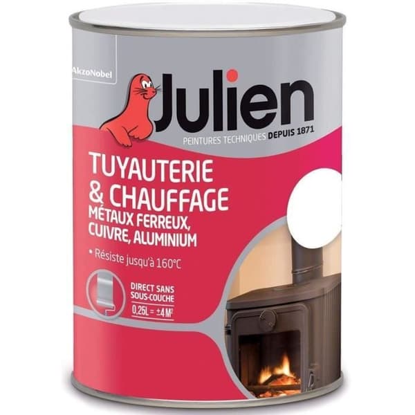 Måleri rörledningar och värme - JULIEN - 250 mL - Blank vit - Glycerofthalisk - Inomhus