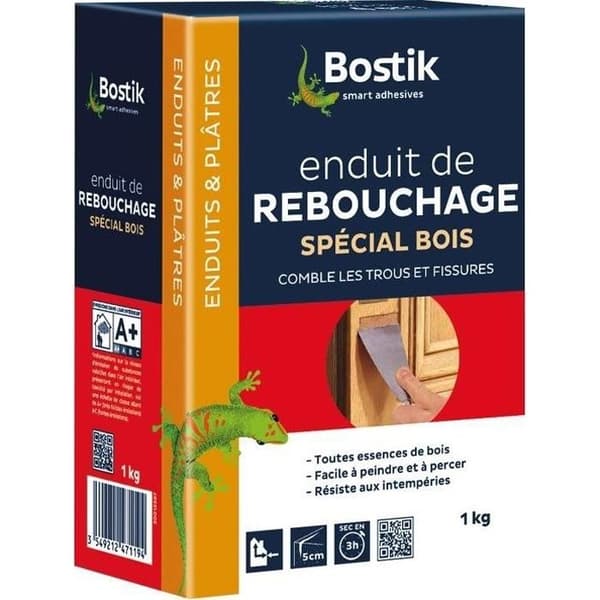Beläggning - BOSTIK - Träfyllning - 1kg pulver - Interiör/exteriör - Lätt att måla