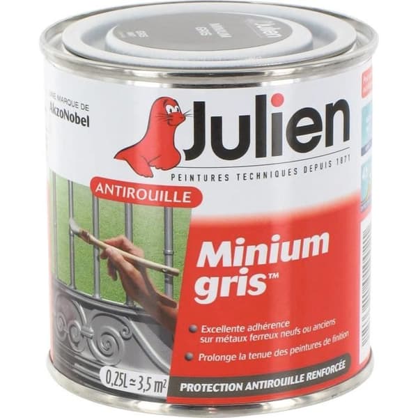 Antirust - JULIEN - Minimum grå - 0.25 L - Långvarigt skydd - Utan bly