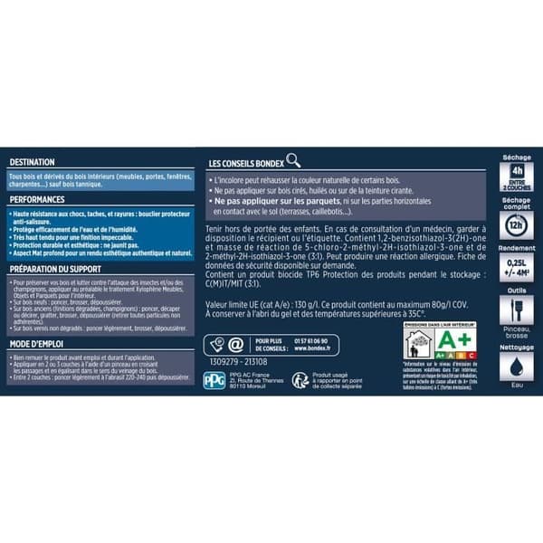 BONDEX - Trälack - Mellersta ek - Matt - 0,25L