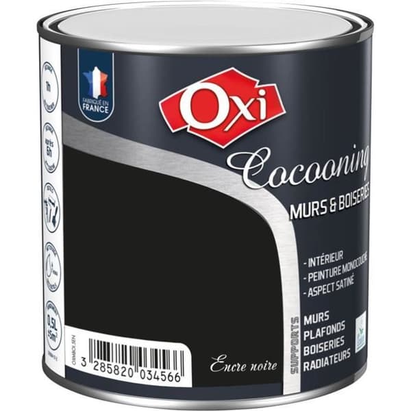 Satin svart akrylfärg för träväggar - OXI - 0.5l