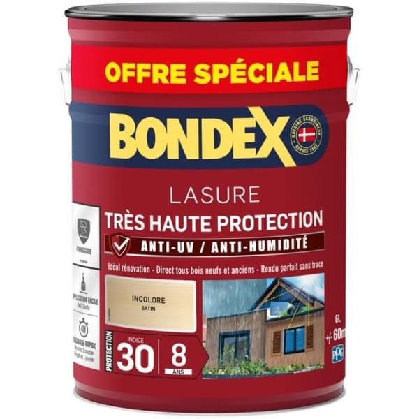 Lasure - BONDEX - Bondex Lasure Mycket hög skydd saten 8 år - Ofärgad - 5L - Anti-UV