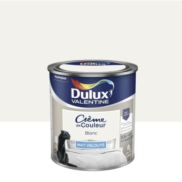Måleri - DULUX VALENTINE - Färgkräm - Matt Vit - 0,5L - Monokrom akrylat