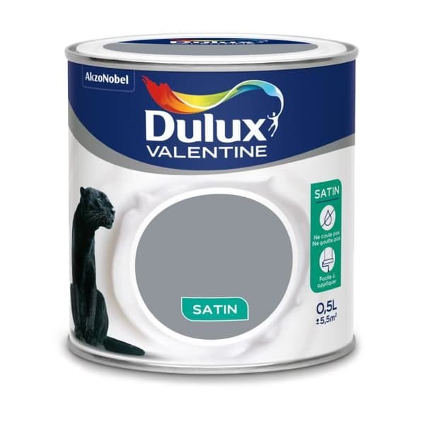 Grå byggfärg - DULUX VALENTINE - 0,5 L - Enkelskikt - Sattinerad - Glycerofthalisk