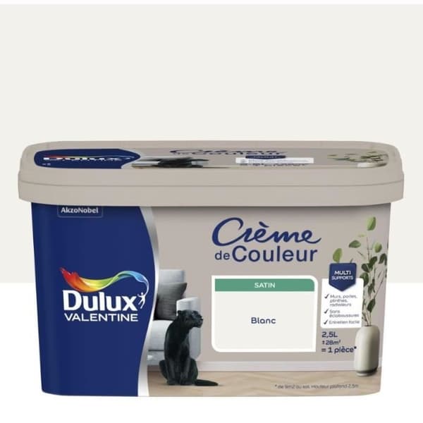 Målarfärg - DULUX VALENTINE - Färgkräm - Satin - Akryl - 2,5L