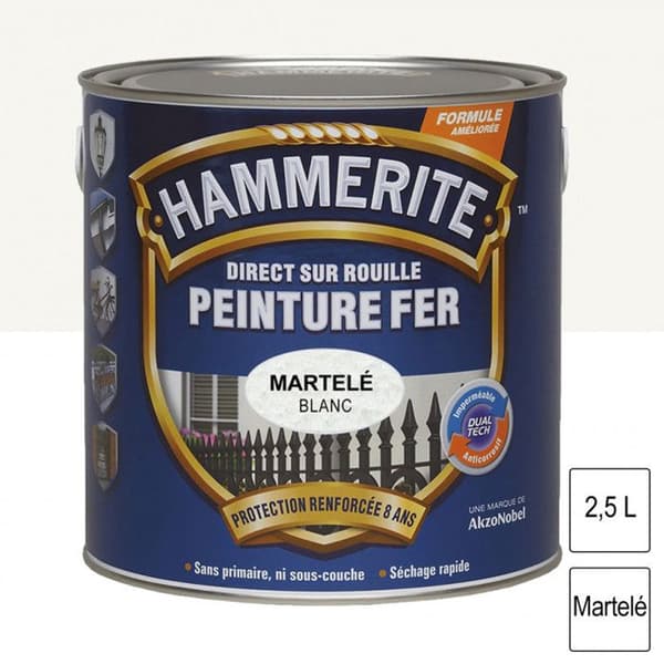 Måleri - JULIEN - Hammerite - 2,5 L - Vit - Glycerofthalic - Blänkande