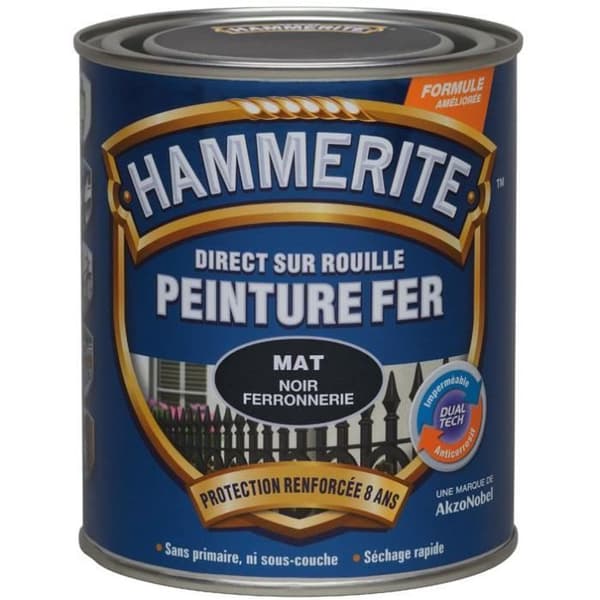 Målarfärg - JULIEN - Hammerite - 2.5 L - Matt Svart - Glycerofthalisk - Utomhus