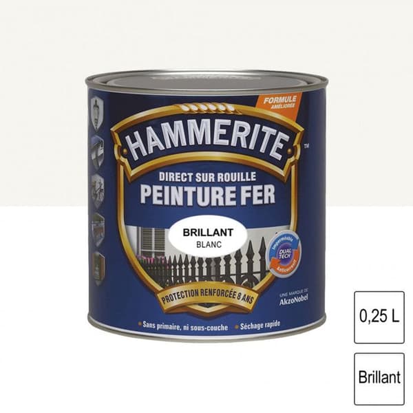 Målning - JULIEN - Hammerite - 0.25 L - Vit - Glansig - Glycérophtalisk