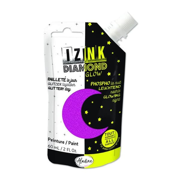 Målarfärg - Izink - Diamond Glow - 60 ml - Rosa - Akryl - Fosforescerande
