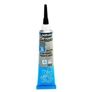Tygmåleri - Pebeo - Setacolor 3D Glitter - Silverpulver - 20ml - Glittrande