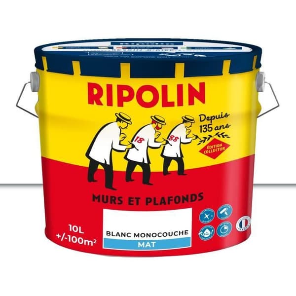 Målning väggar &amp; tak - COLLECTOR - Vit - Matt - RIPOLIN - 10 L