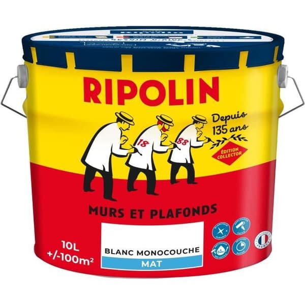 Målning väggar &amp; tak - COLLECTOR - Vit - Matt - RIPOLIN - 10 L