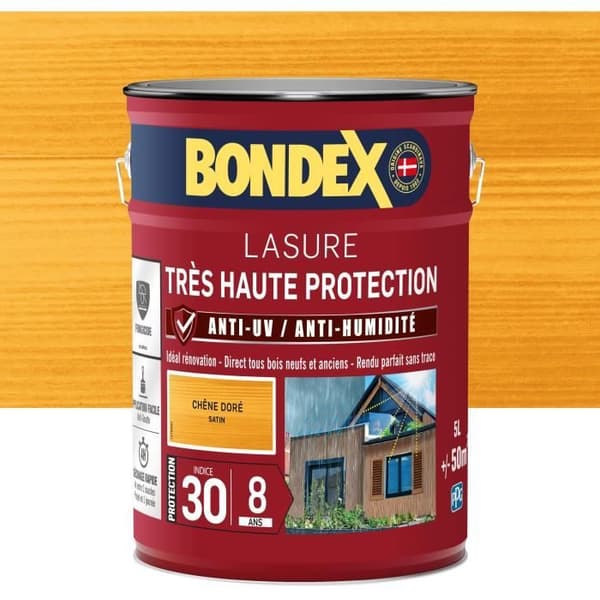 BONDEX - Lasyr 8 år - Index 30 - Guld-ek - Satin - 5L