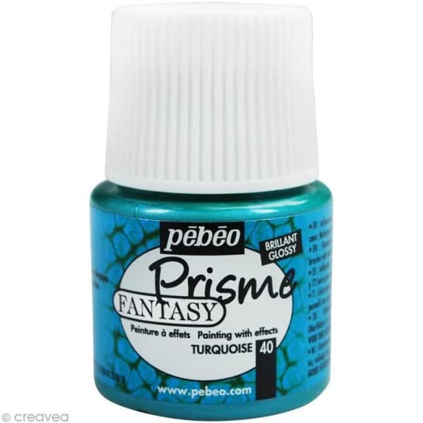 Målning - Pébéo - Fantasy Prisme Brillant - 45 ml - Turkos - Akryl