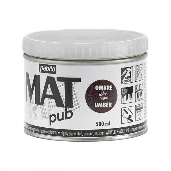 Akrylfärg - Pebeo - Mat Publik - 500ml - Bränd Brun - Mat Finish