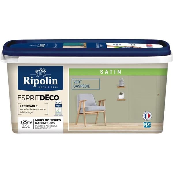 Målarfärg ande dekoration multi-underlag - RIPOLIN - 445877 - Grön gaspesie - Satin - 2,5 L
