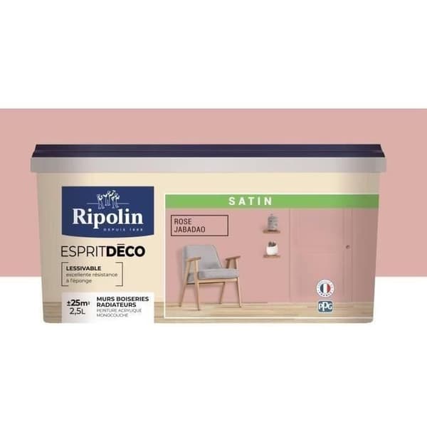 RIPOLIN Färg Satin Ultra Täckande för Kök, Sovrum, Vardagsrum, Badrum, Entré, Korridor - Rosa