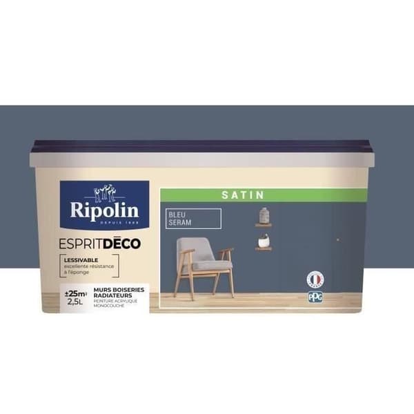 RIPOLIN Färg Satin Ultra Täckande för Kök, Sovrum, Vardagsrum, Rum, Entré, Korridor - Blå seram