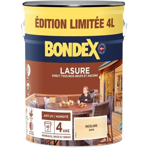 Lasure skydd för trä - Ofärgad - Matt - BONDEX - 4 L