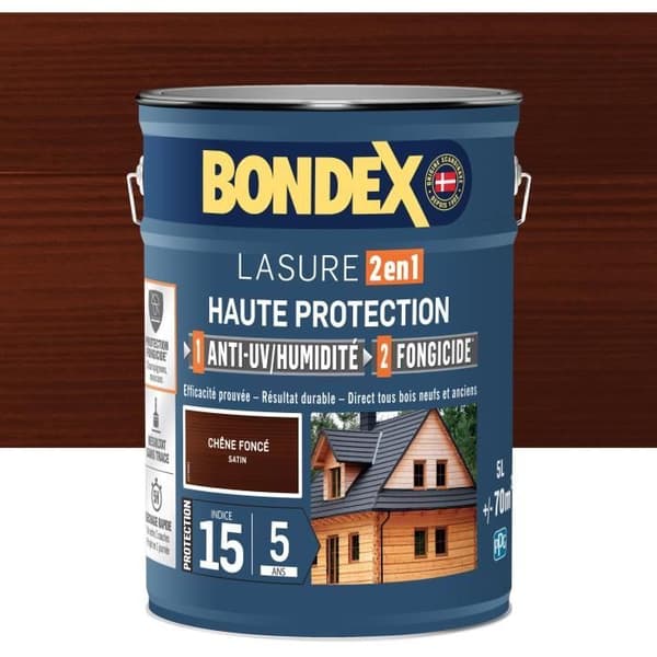 2 i 1 högskyddsbets - Satin mörk ek - BONDEX - 5 L