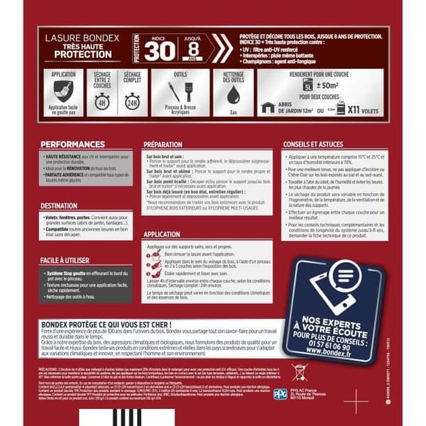 BONDEX - 8 års bets - Index 30 - Medium Ek - Satin - 5L