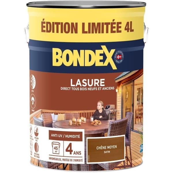 Lasure skydd för trä - Medel-ek - Matt - BONDEX - 4 L