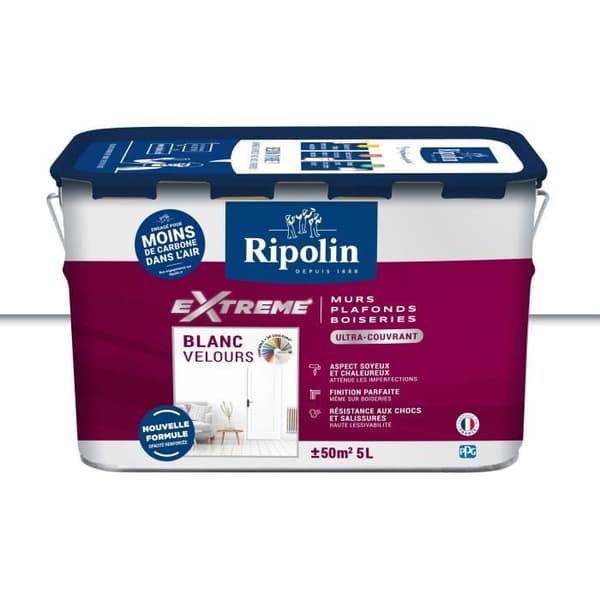 Extrem målning väggar och tak - Vit sammet - RIPOLIN - 5 L