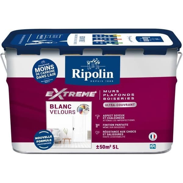 Extrem målning väggar och tak - Vit sammet - RIPOLIN - 5 L