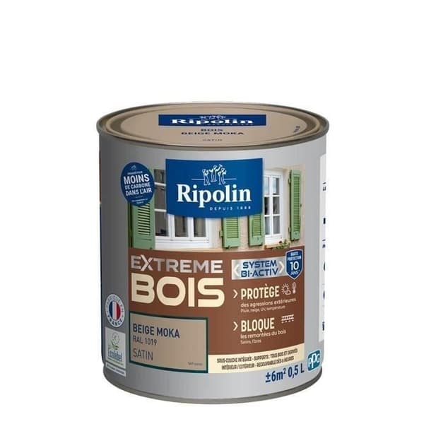 RIPOLIN Målarfärg för trä Satin Hög Skydd 10 år som skyddar och förskönar ditt trä - Beige moka