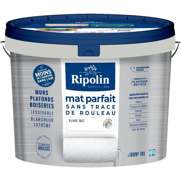 Målning väggar & tak perfekt - RIPOLIN - 441726 - Vit - Matt - 10 L