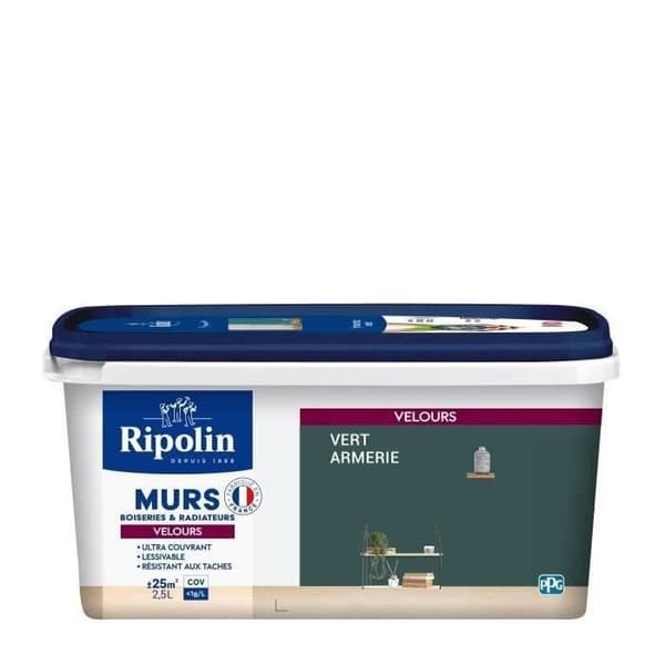 RIPOLIN Målarfärg Velourfärg för Väggar, Snickerier, Element - Grön Armé