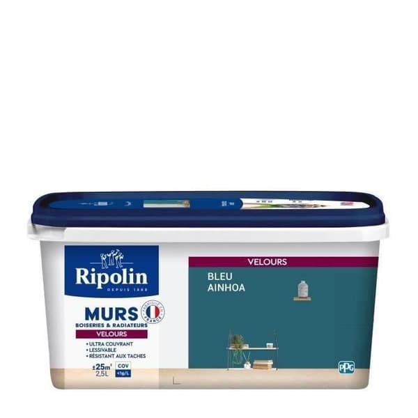 RIPOLIN Färg Sammet för Väggar, Snickerier, Radiatorer - Blå Ainhoa