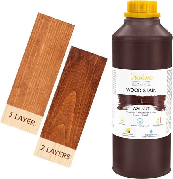 Creative Deco Träbets Valnötsskal 1L | Snabbtorkande träbets | Ytskydd | Trälack | Giftfri