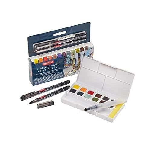 DERWENT färg - Set med 21 mångsidiga enheter av grått och svart, Inktense och Graphitint nyanser