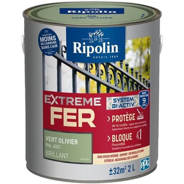 Målarfärg järn - RIPOLIN - 396707 - Olivgrön - Blankt - 2 L