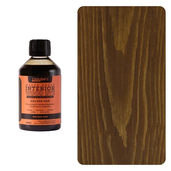 Littlefair's - WS-03-2 - Teckning och Lack för Trä på Vattenbas med Ekologisk Traditionell Serien (Gyllene Ek, 250ml)
