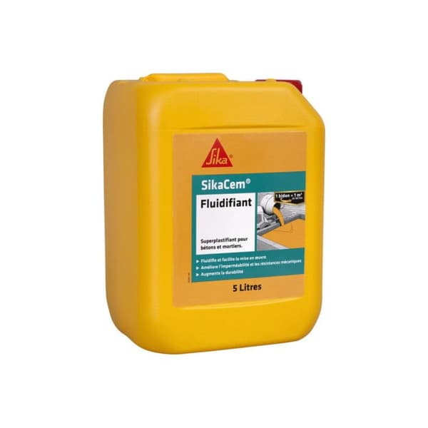 Superlastifier - SIKA - SikaCem Fluidifier - 5L - Brun - Gul - Vattenreducerare