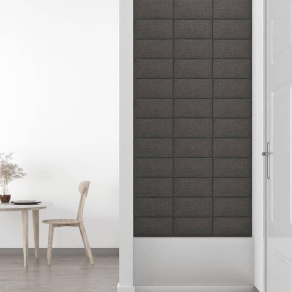 vidaXL Väggpaneler 12 st mörkgrå 30x15 cm tyg 0,54 m²