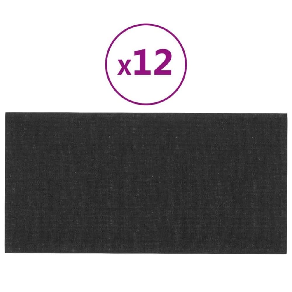 vidaXL Väggpaneler 12 st svart 30x15 cm tyg 0,54 m²