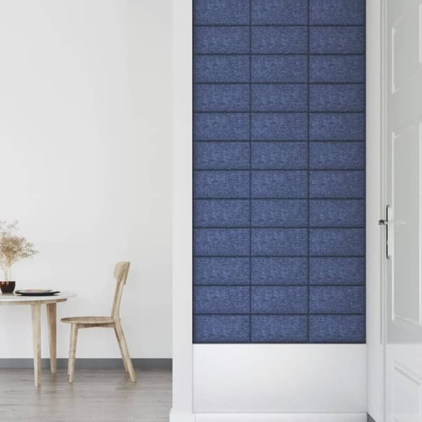 vidaXL Väggpaneler 12 st blå 30x15 cm tyg 0,54 m²