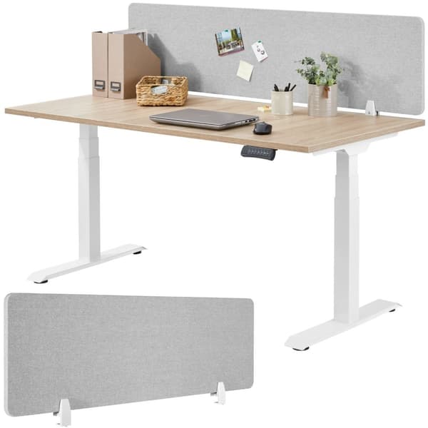 Skrivebord skærmvæg Noisy med afrundede hjørner - 160 x 40 cm,grå