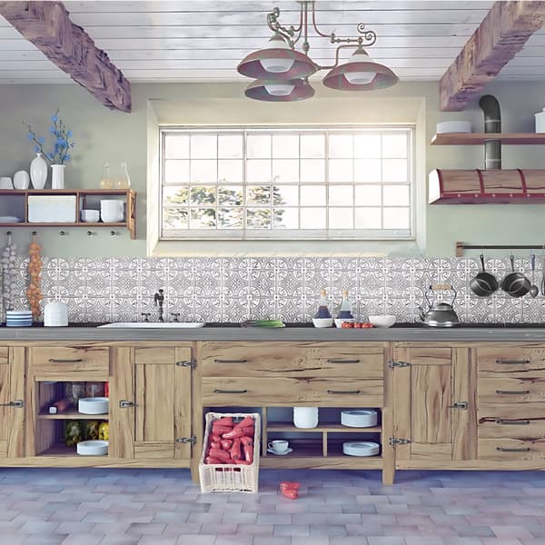 3D-väggpanel självhäftande Profhome 3D BACKSPLASH 705216 vintage utseende präglad glansigt silver 1,7 m2