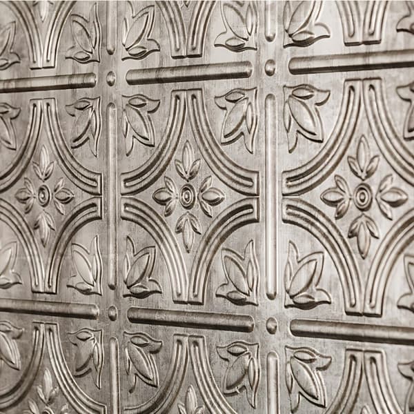 3D-väggpanel självhäftande Profhome 3D BACKSPLASH 705216 vintage utseende präglad glansigt silver 1,7 m2