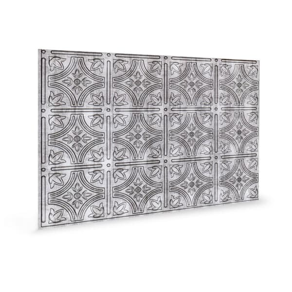 3d vægpanel selvklæbende Profhome 3D BACKSPLASH 705216 vintage imitation prægede blank sølv 1,7 m2