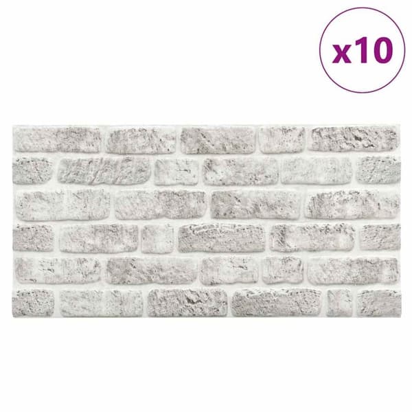 vidaXL 3D veggpaneler med lysegrått mursteindesign 10 stk EPS