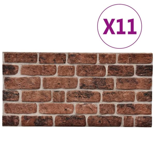 vidaXL 3D-vægpaneler 10 stk. murstensdesign EPS mørkebrun