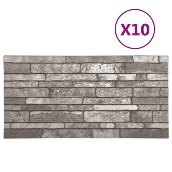 vidaXL 3D veggpaneler med mørkegrått mursteindesign 10 stk EPS