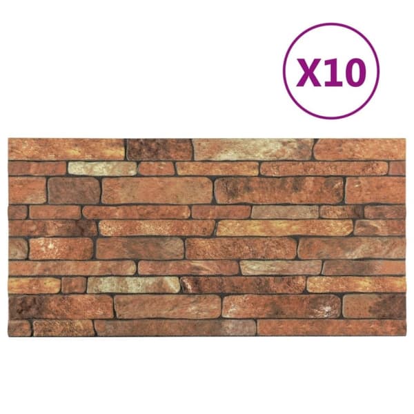 vidaXL 3D-seinäpaneelit ruskea tiilikuvio 10 kpl EPS